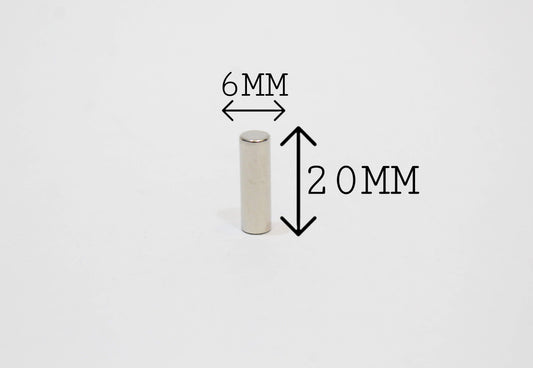 6 mm Dia x 20 mm Thick Neodymium Magnet