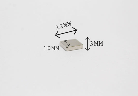 12 mm L x 10 mm B x 3 mm H Neodymium Magnet
