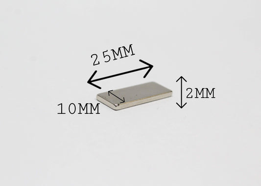 25 mm L x 10 mm B x  2 mm H Neodymium Magnet