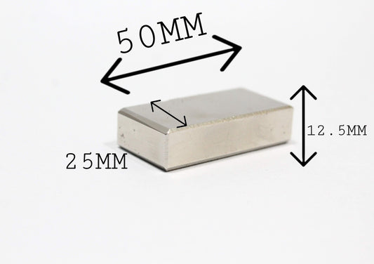 50 mm L x 25 mm B x 12.5 mm H Neodymium Magnet