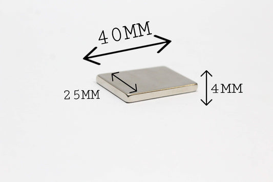 40 mm L x 25 mm B x 4 mm H Neodymium Magnet